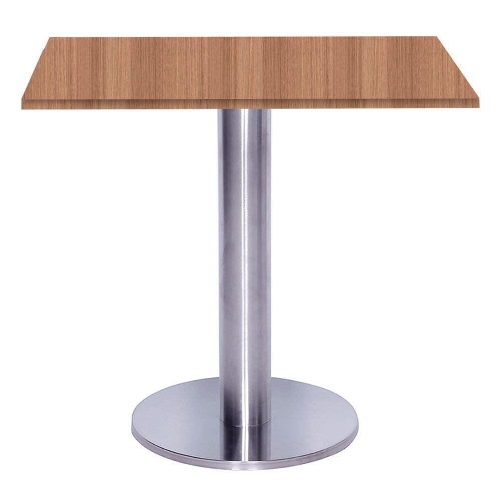 Mesa Beta Big Inox 75 Cm (alt) Disco Redondo Tampo Mdp Quadrado 60 Cm (larg) X 2,50 Cm (alt) Noce Naturalle