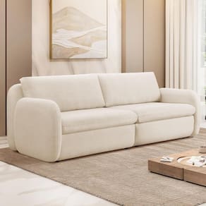 Sofá 3 Lugares Orgânico Sala De Estar Living 216cm Eliot F04 Linho Tramado Creme - Lyam Decor