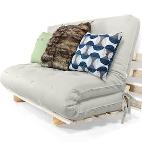 Sofa Cama Casal Futon Oriental Branco Off Acquablock Com Madeira Maciça