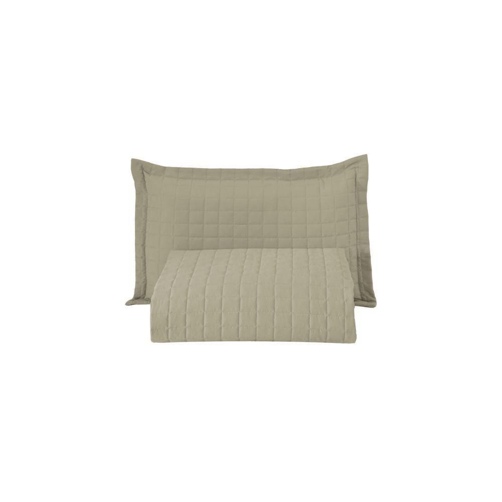 Kit Cobre Leito Matelado Copacabana 2 Peças Solteiro 100% Poliéster Percal 300 Fios - Cáqui