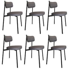 Cadeira De Jantar Estofada Kit 6 Ella M25 Linho Cinza - Mpozenato