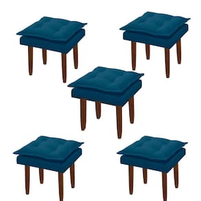 Kit 05 Puff Maria Para Sala De Tv E Estar Quarto Confortável Suede Azul Marinho Mabe Magazine
