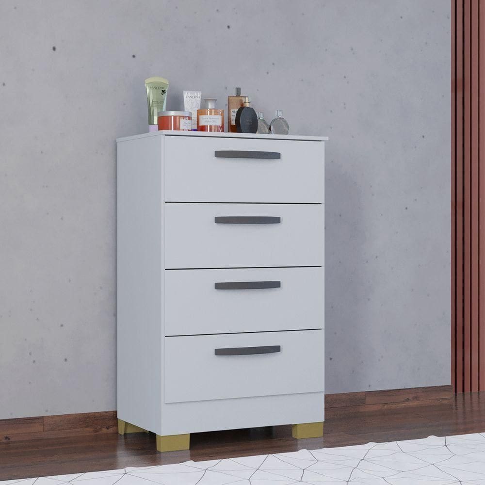 Cômoda Poquema 4 Gavetas Branco para Decoração e Armazenamento