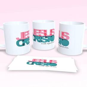 Caneca De Porcelana 325ml Decorada Frases Religiosas Estampa 22