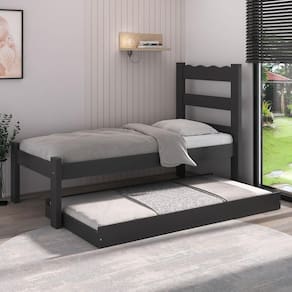 Bicama De Madeira Maciça Para Colchão 78/88x188cm Multimóveis Cr35257 Preto