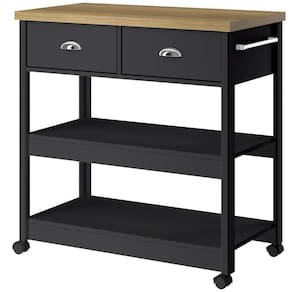Aparador Carrinho Café 2 Gavetas 85 Cm Ba135 Preto Dtall