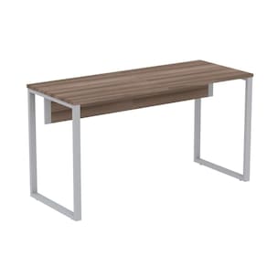Mesa Escritório P25 Tub Pandin 150 Cm (larg) Tampo Mdp Walnut Pé Aço Tubular Cinza