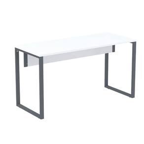 Mesa Escritório P25 Tub Pandin 134 Cm (larg) Tampo Mdp Branco Pé Aço Tubular Grafito