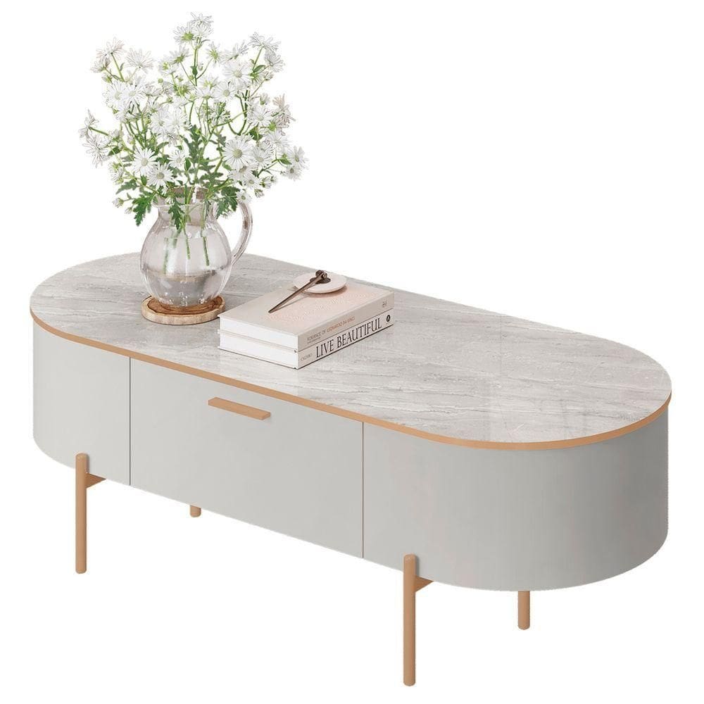 Mesa De Centro Para Sala Pés Metálicos Clover D04 Bali/quartzo - Mpozenato
