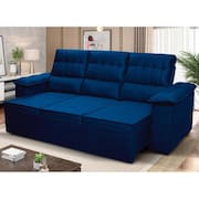 Sofá Retrátil Reclinável 4 lugares com molas 2,30m Quantum Suede Velut Azul - King House