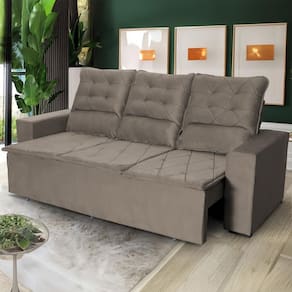 Sofá Retrátil Reclinável Europa 1,80m Tabaco Molas Espirais - King House