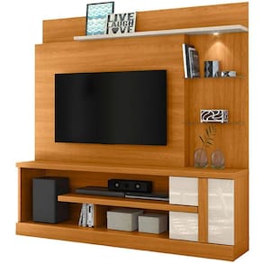 Home Theater Para Tv De 55 C/ 2 Prateleiras E Led Aline Cinamomo/off White