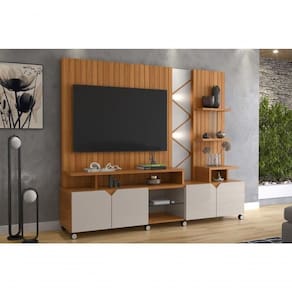 Home Belfast Frisado Painel Para Tvs Até 55`` 4 Portas Jequitiba-off White Perolizado