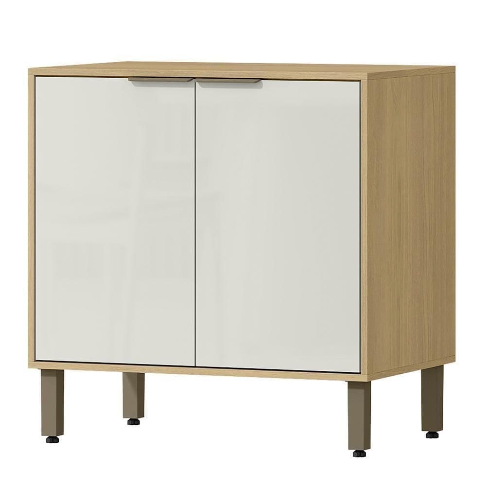 Balcao Com Tampo 80 Cm 2 Pt Glor Bgl01 Castanho Off White Mxm