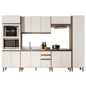 Armário De Cozinha 6 Peças Com Pia 120cm Jessy N03 Carvalho/off - Mpozenato