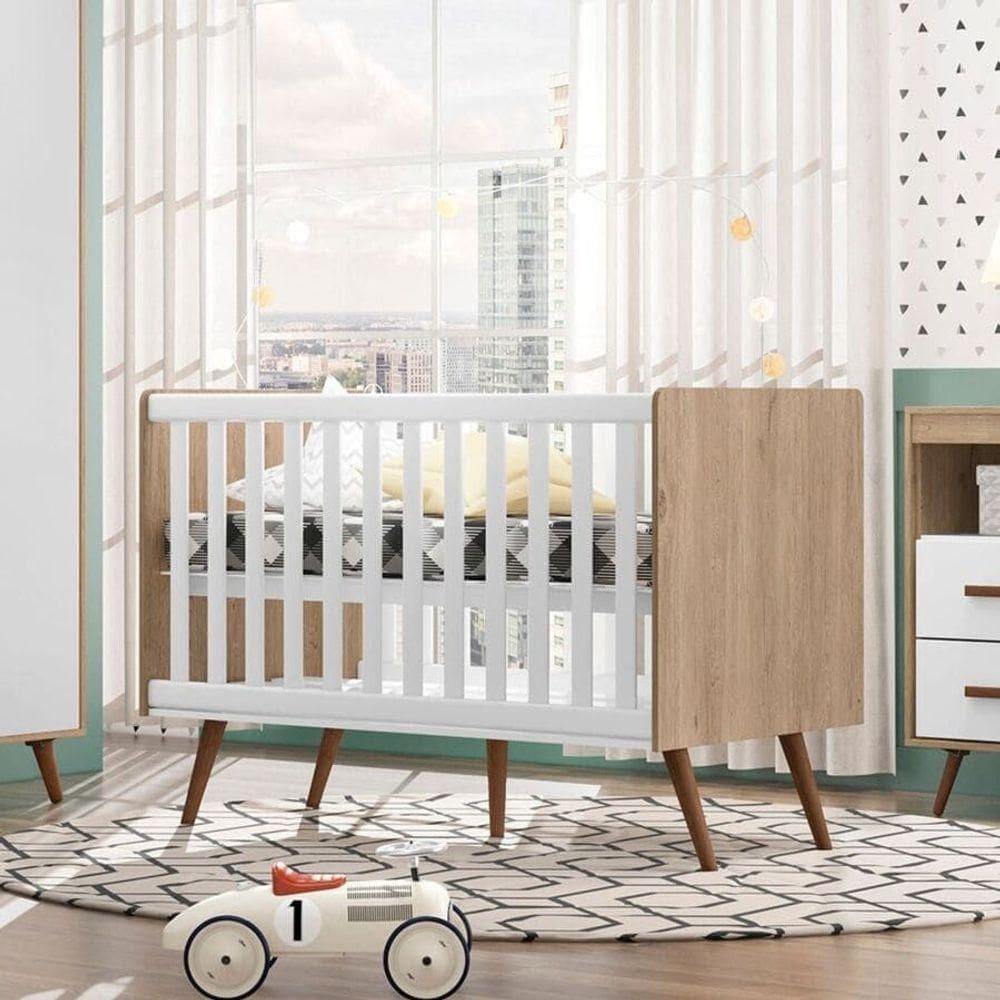 Berco Mini Cama Doce Sonho Carvalho Toque Rustico Branco
