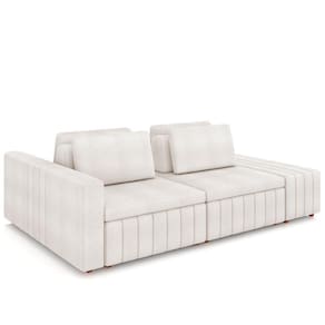 Sofá Ilha E Puff Sala Living 265cm Siesta M22 Boucle Bege Claro - Mpozenato