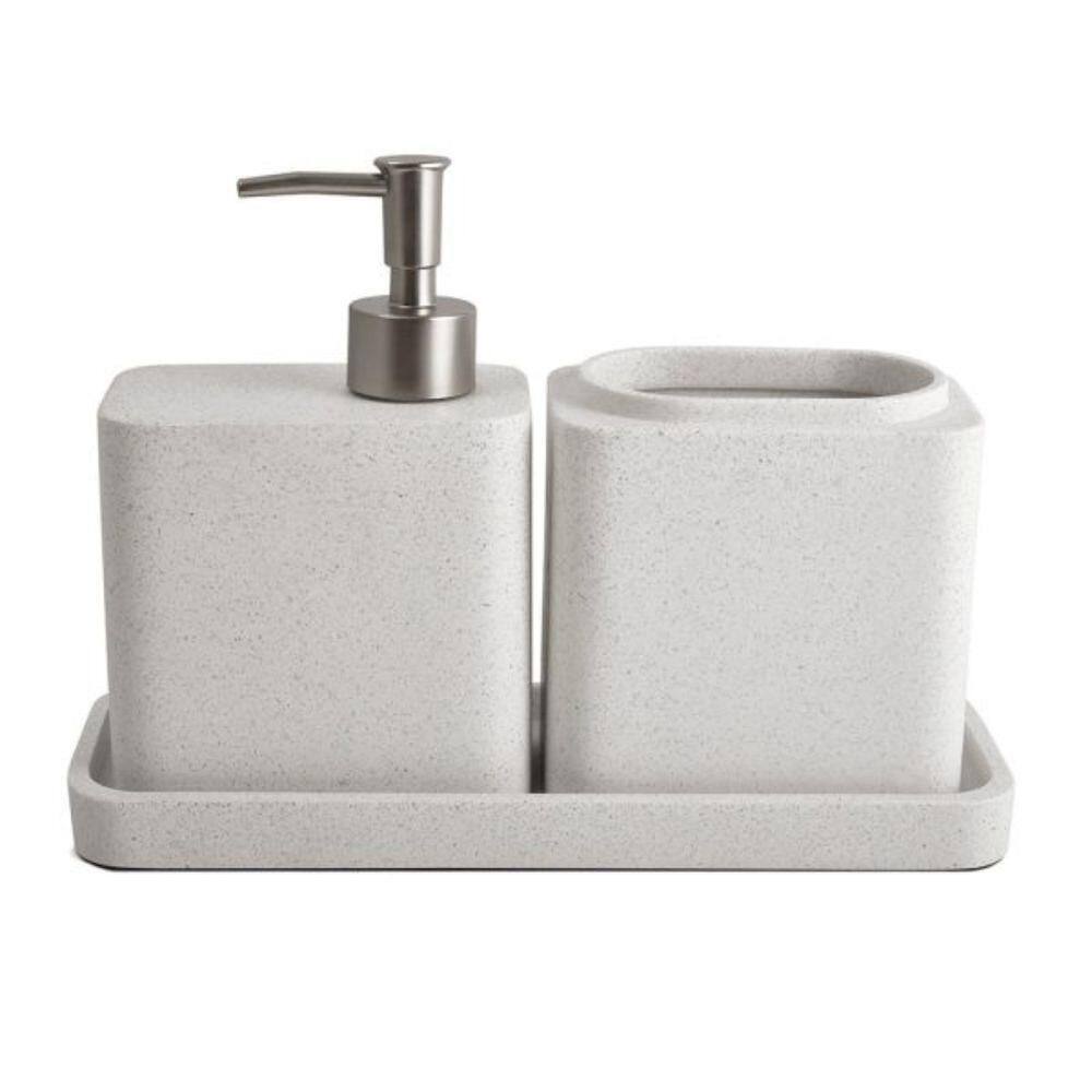 Conjunto Para Banheiro Em Poliresina Branco Com 3 Peças Mart