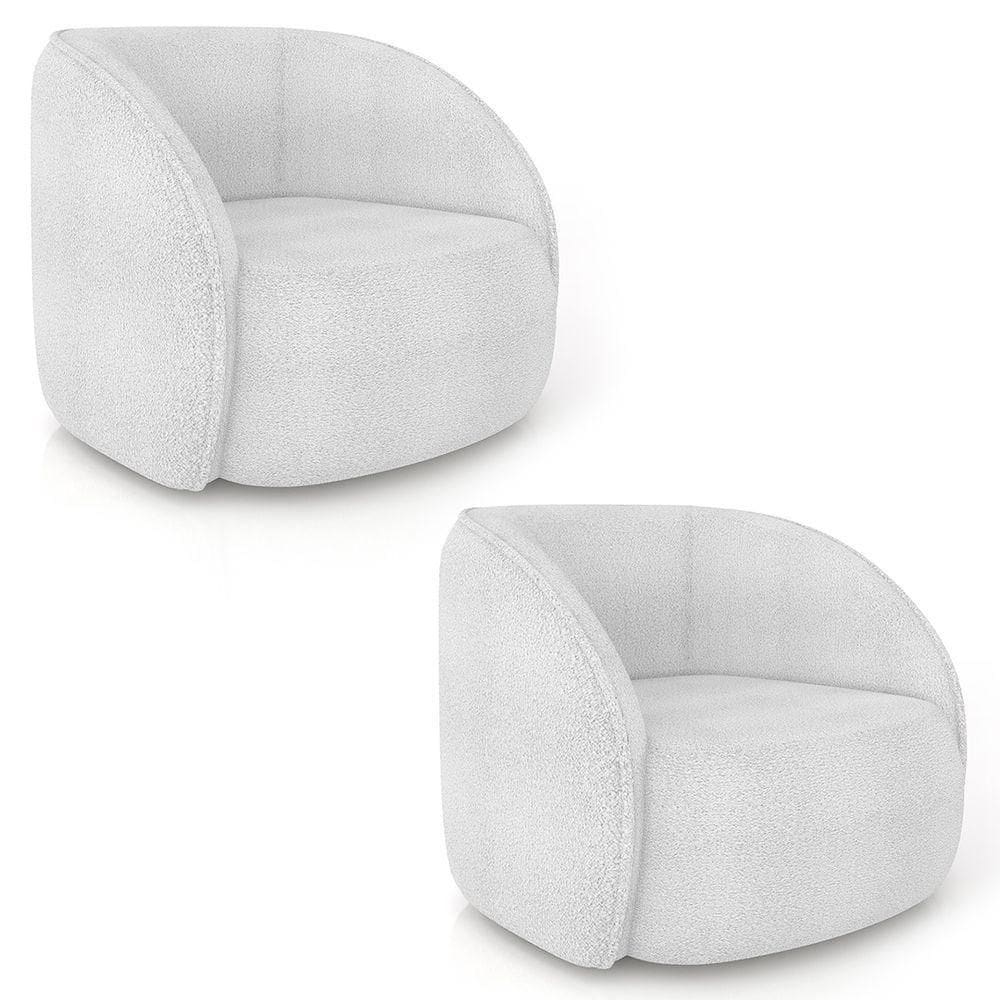 Poltrona Para Sala Orgânica Kit 2 Zion M22 Boucle Branco - Mpozenato