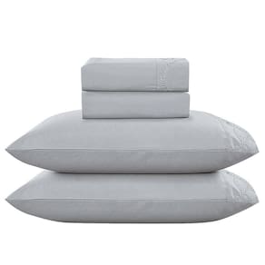 Jogo De Cama Lençol Queen Romantico Percal 300 Fios 4 Peças Cinza 100% Poliéster