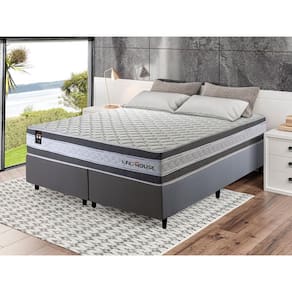 Conjunto Cama Box c/ Molas Ensacadas Alpine Cinza Queen 158x198x65