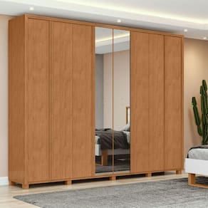 Guarda Roupa Casal Ambiente Ergon 8 Portas Amêndoa Clean com Espelho e Pés - Lopas