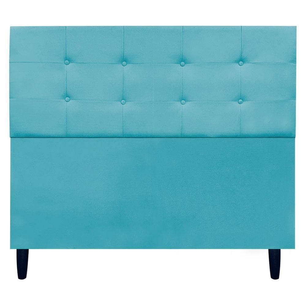 Cabeceira Para Cama De Casal 140 Cm Ivy Suede Azul-turquesa Suede