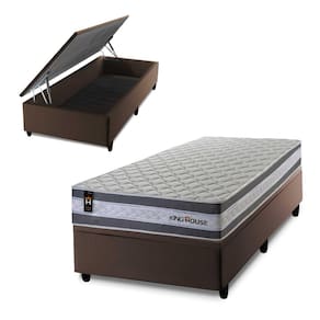 Conjunto Box Baú Alpine Cinza 96x203x72 c/ Molas Ensacadas