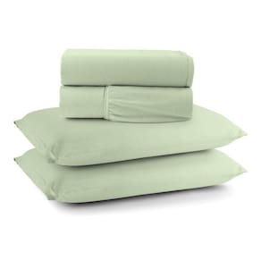 Jogo De Cama Lençol Sereno King Em Malha Algodão 4 Peças Verde 100% Algodão