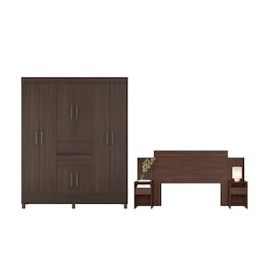 Jogo Guarda Roupa 8 Portas E Cabeceira Houen Cafe Touch