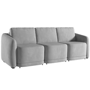 Sofá Cama Casal Para Sala 336cm Polska K04 Veludo Cinza - Mpozenato