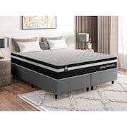 Conjunto Cama Box c/ Molas Ensacadas Durham Preto King 193x203x60