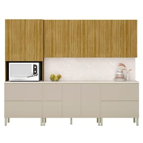 Armário De Cozinha Cp03 E Tampo 120cm Minsk Z06 Vanilla/freijó - Mpozenato