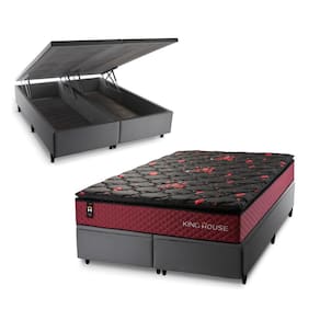 Conjunto Box Baú Toronto Preto 193x203x73 c/ Molas Ensacadas