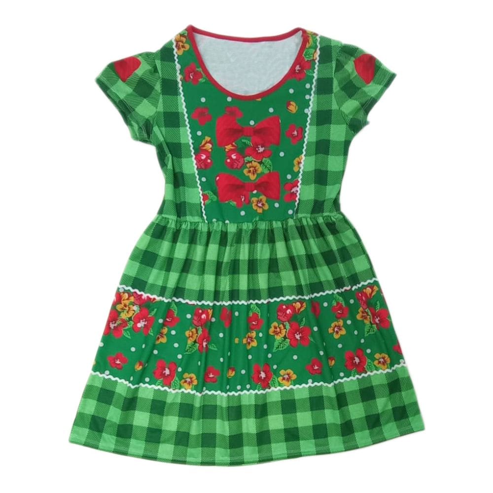 Vestido Adulto Temático Estampado Festa Junina Verde