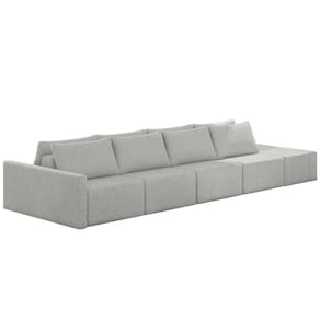 Sofá Ilha Modular Com Puff Para Sala Living 392cm Georgia K04 Linho Cinza - Mpozenato