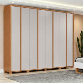 Guarda Roupa Casal Ambiente Ergon 8 Portas Amêndoa Clean Off White com Pés - Lopas