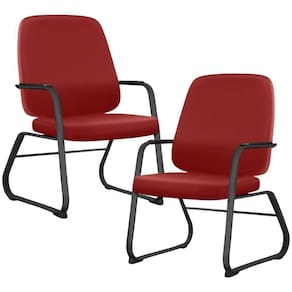 Kit 02 Cadeiras Executiva Diretor Base Fixa Hub F02 Sintético Vermelho - Lyam Decor