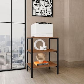 Estante Multiuso Slim Preto Com Canela Rustico
