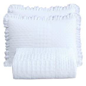 Colcha Babado King Fluffy 3 Peças s 100% Poliéster Branco