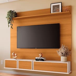 Painel Tv 70 180cm Bancada Suspensa Max Off-cinamomo - Hb Móveis