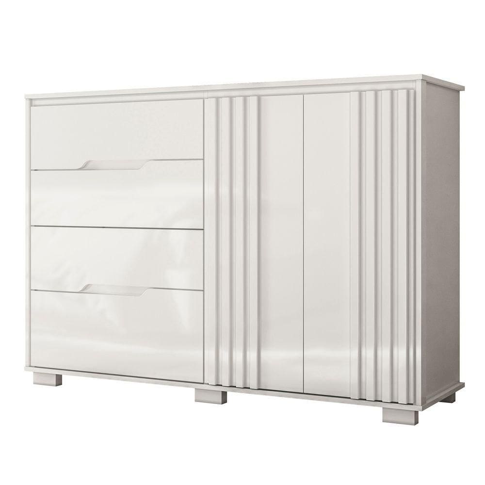 Cômoda Para Quarto 4 Gavetas 147cm Gênova M07 Branco - Mpozenato