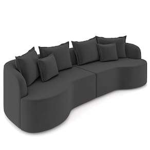 Sofá 3 Lugares 210cm Orgânico Quito K04 Veludo Cinza Escuro - Mpozenato
