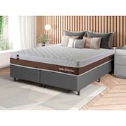 Conjunto Cama Box Cinza c/ Molas Ensacadas Venice Marrom King 193x203x60