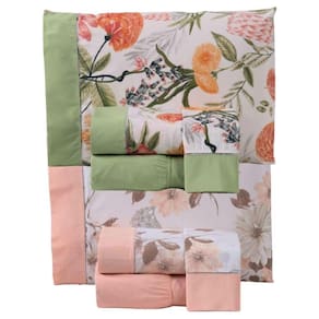 Combo 2 Jogo De Cama Lençol King California 4 Peças Verde Salmão 100% Poliéster