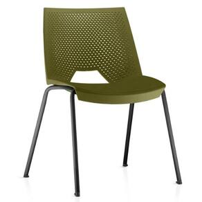 Cadeira Empilhável Fixa Liked F02 Base Aço Preto Verde - Lyam Decor