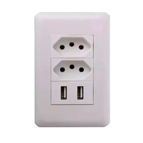 Tomada Parede Branco Usb Dupla Bivolt Universal