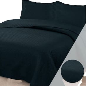 Colcha Queen Bella Dupla Face 03 Peças Preto 100% Poliéster