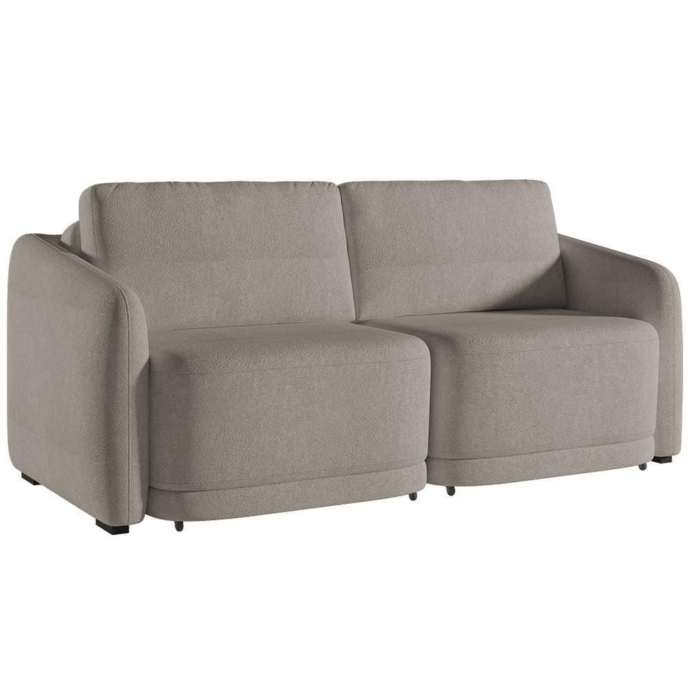 Sofá Cama Casal Para Sala 236cm Polska K04 Bouclê Bege Escuro - Mpozenato