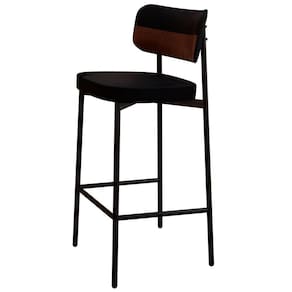 Banqueta Alta Bar Estofada Ella M25 Linho Preto/whisky - Mpozenato